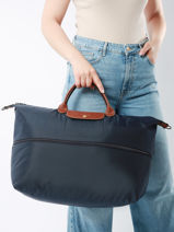 Longchamp Le pliage original Sac de voyage Bleu-vue-porte