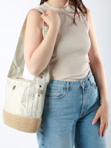 Sac Shopping Guimauve Le voyage en panier Blanc guimauve PM750-vue-porte