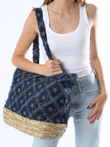 Schoudertas Saint Barth Katoen Miniprix Blauw saint barth B475-vue-porte