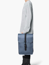 Backpack Mini - Rugzak 1 Compartiment Met 13" Laptopvak Rains Blauw city 13020-vue-porte