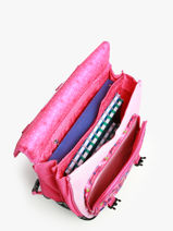 Boekentas Op Wieltjes 2 Compartimenten Snowball Roze butterfly T46438-vue-porte
