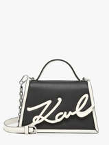 Sac Bandouli�re K Signature Cuir Karl lagerfeld Noir k signature 245W3072
