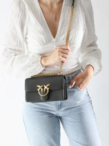 Cross Body Tas Love Bag Icon Leder Pinko Blauw love bag icon A0F1-vue-porte