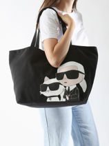 Handtas K Ikonic 2.0 Katoen Karl lagerfeld Zwart k ikonic 2.0 245W3850-vue-porte