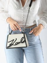 Sac Bandouli�re K Signature Cuir Karl lagerfeld Noir k signature 245W3072-vue-porte