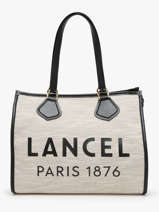 Sac Cabas D't Zipp Toile De Jute Et Cuir Lancel Noir cabas d'ete A13310