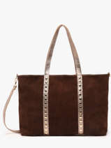 Sac Port paule A4 Velvet Cuir Milano Marron velvet VE24064