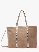 Sac Port paule A4 Velvet Cuir Milano Gris velvet VE24064