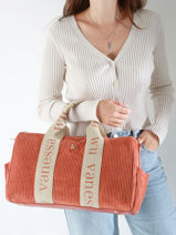 Sac Port� �paule A4 Velours Vanessa wu Orange velours MA0085-vue-porte