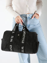 Sac Port paule Velours Vanessa wu Noir velours MA0085-vue-porte