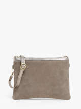 Sac Bandouli�re Velvet Cuir Milano Gris velvet VE24065