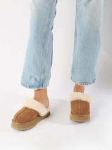 Chaussons Disquette Semelle Compens�e En Cuir Ugg Beige women 1122550-vue-porte