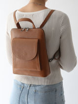 Sac � Dos Et �paule Cuir Milano Marron caviar CA240615-vue-porte