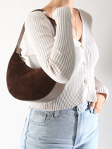 Sac Port paule Velvet Cuir Milano Marron velvet VE24063-vue-porte