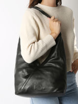 Sac Port paule Cow Cuir Basilic pepper Noir cow BCOW74-vue-porte