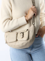 Sac Bandoulire Cargo Cuir Basilic pepper Beige cargo BCAR04-vue-porte