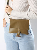 Sac Bandoulire Caviar Cuir Milano Vert caviar CA22112-vue-porte