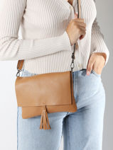 Sac Bandoulire Caviar Cuir Milano Marron caviar CA22112-vue-porte
