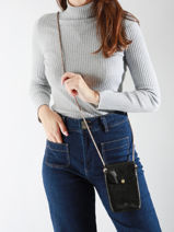 Cross Body Tas Vintage Leder Mila louise Zwart vintage 3568X-vue-porte