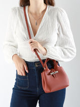 Longchamp Le roseau Cross body tas Bruin-vue-porte