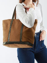 Le Cabas L Zipp Paillettes Vanessa bruno Marron cabas 1V40409-vue-porte