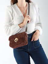 Cross Body Tas M Moon Leder En Teddy Vanessa bruno Bruin moon 37V40533-vue-porte
