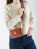 Sac Bandoulire Animal Vanessa wu Marron animal MA0110-vue-porte