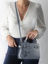 Sac � Main S Emilie Cuir Le tanneur Bleu emily TEMI1600-vue-porte