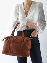 Sac Port paule Vintage Cuir Nat et nin Noir vintage THYLANE-vue-porte