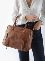 Handtas Vintage Leder Nat et nin Bruin vintage MACY-vue-porte