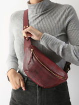 Sac Banane Cuir Paul marius Rouge la suite 1960 BANAN960-vue-porte