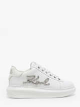 Sneakers Kapri Signiature Uit Leder Karl lagerfeld Wit women KL62510G