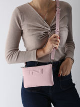 Sac Bandoulire Florence Cuir Nathan baume Rose n city 4-vue-porte