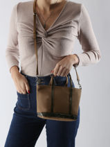 Sac Bandoulire Baby Cabas Paillettes Vanessa bruno Marron cabas 1V40410-vue-porte