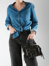 Cross Body Tas Nine Leder Milano Zwart nine NI24091-vue-porte