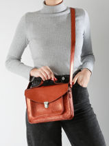 Cross Body Tas Melle George Ginger Leder Paul marius Oranje ginger GEORGGIN-vue-porte