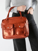 Handtas Le Dandy Ginger Leder Paul marius Bruin ginger DANDYGIN-vue-porte