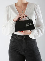 Cross Body Tas K Signature Leder Karl lagerfeld Zwart k signature 246W3099-vue-porte