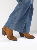Enkellaarsjes Met Hak Tronchetti Texani Uit Leder Metisse Zwart women XD798-vue-porte