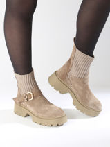 Bottines En Cuir Inuovo Beige women 753428-vue-porte