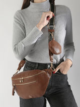 Sac Banane Lulu castagnette Marron zip VICK-vue-porte