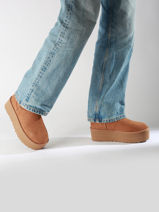Boots Classic Mini Platform En Cuir Ugg Beige accessoires 1134991-vue-porte