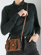 Cross Body Tas Mini Leopard Leder Paul marius Bruin leopard MINILEO-vue-porte