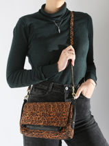 Sac Bandouli�re Leopard Cuir Paul marius Noir leopard DIANSLEO-vue-porte