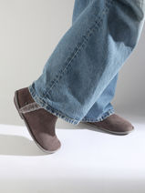 Chaussons En Cuir Isotoner Gris women 97391-vue-porte