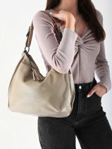 Schoudertas Caviar Leder Milano Beige caviar CA24069-vue-porte