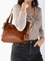 Sac Port paule Caviar Cuir Milano Orange caviar CA24065-vue-porte