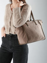 Schoudertas Miniprix Beige fur 3922-vue-porte