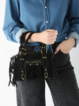 Sac Bandoulire Velvet Cuir Milano Noir velvet VE24093-vue-porte