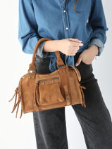 Sac Port paule Velvet Cuir Milano Marron velvet VE24094-vue-porte